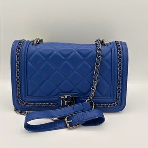 Blue Quilted Chain Shoulder Bag